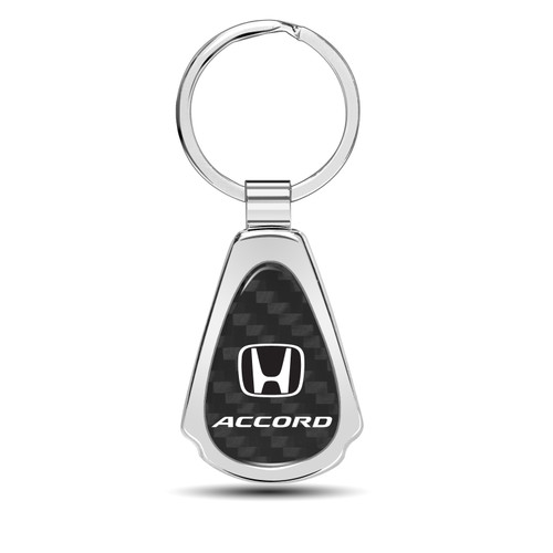 Honda Accord Real Black Carbon Fiber Chrome Metal Teardrop Key Chain ...