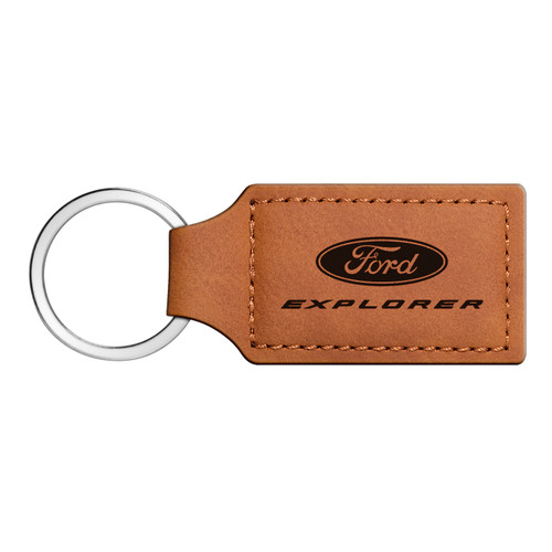 Ford Explorer Rectangular Brown Leather Key Chain - Car Beyond Store