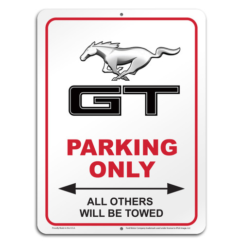 Ford Mustang GT 12" x 9" Parking Only Sign in White Glassy Aluminum ...