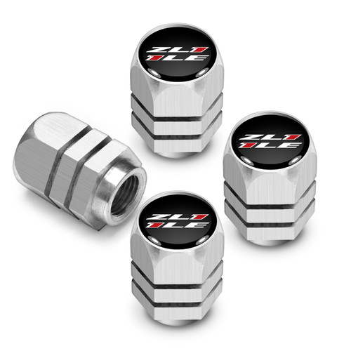 Chevrolet Camaro ZL11LE Logo in Black on Silver Hexagon Shape Aluminum Tire Valve Stem Caps