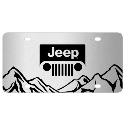 Jeep Grill Logo Rock Mountain Graphic Brush Special Aluminum Metal