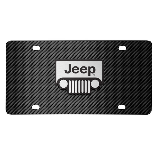 Jeep Grill Logo 3D Logo Black Carbon Fiber Patten Stainless Steel