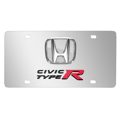 Honda Civic Type-R 3D Chrome Logo Dual Chrome Stainless Steel License ...