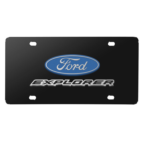 Jeep Wrangler Sahara 3D Dual Logo License Plate – Black Stainless Steel, Front