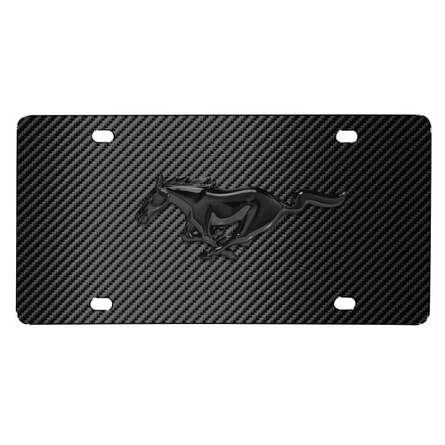 IPick Image For Ford Mustang 3D Black Pony Logo On Black Stainless Steel License Plate Official Licensed