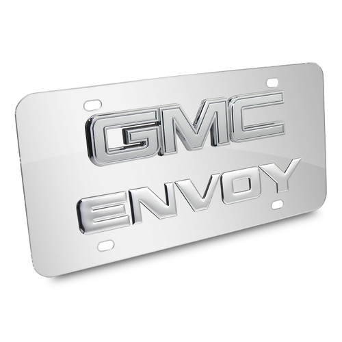 GMC Envoy Double 3d Logo Chrome Stainless Steel License Plate, Made in
