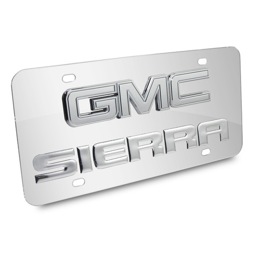 GMC Sierra Double 3d Logo Chrome Stainless Steel License Plate, Made in ...