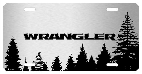 Jeep Mountain Laser Etched Logo License Plate (Rugged Black