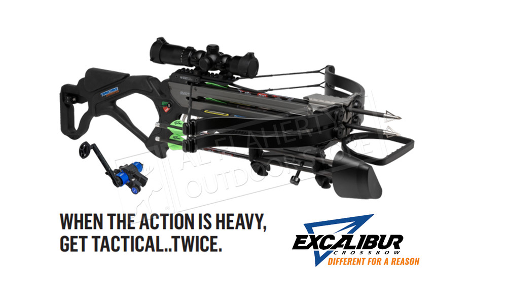 Excalibur TwinStrike TAC2 Crossbow – Black with Tact 100 Scope & Charger EXT #E10756