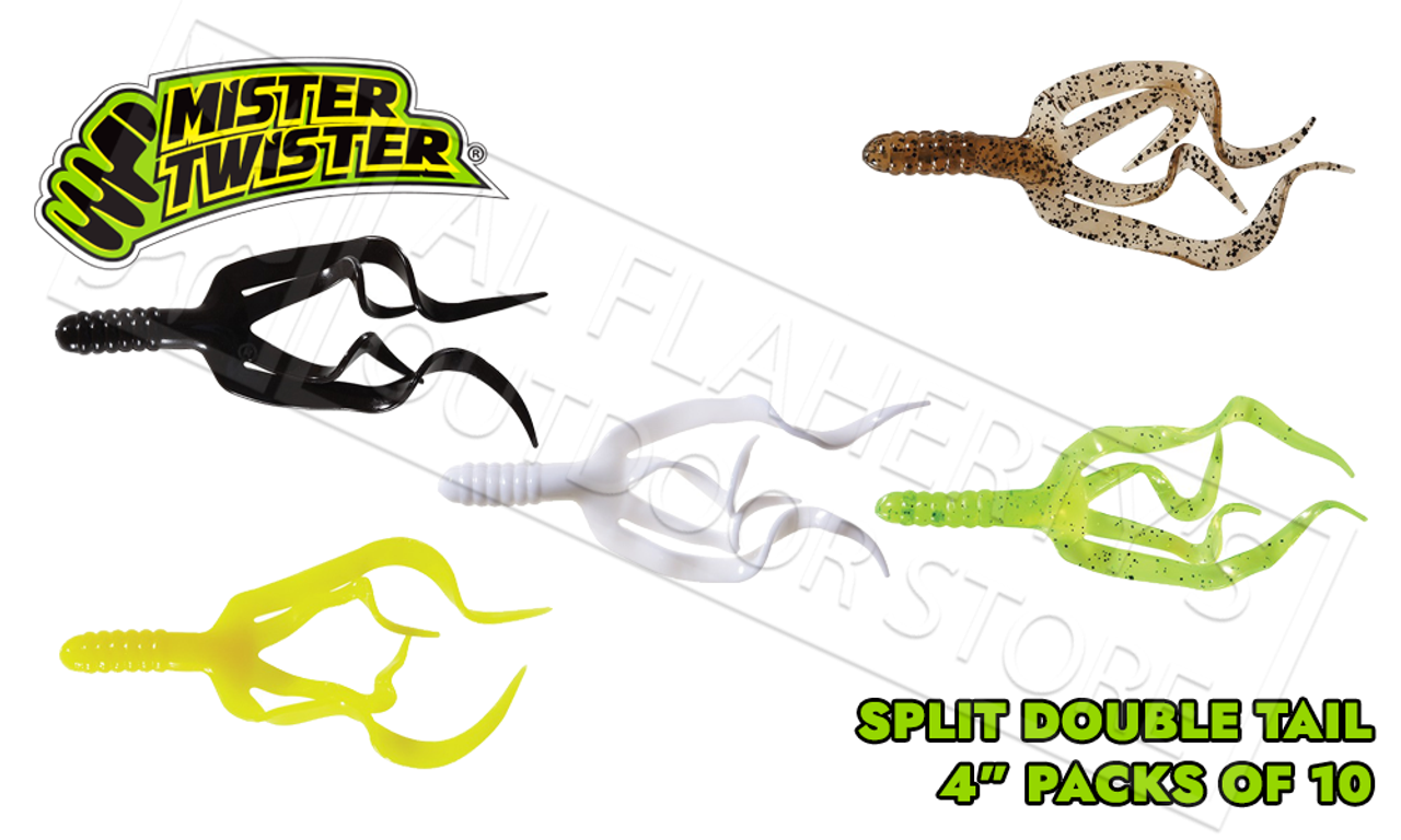 Mister Twister Split Double Tail 4 - Packs of 10 Various Patterns #SDT10 -  Al Flaherty's Outdoor Store