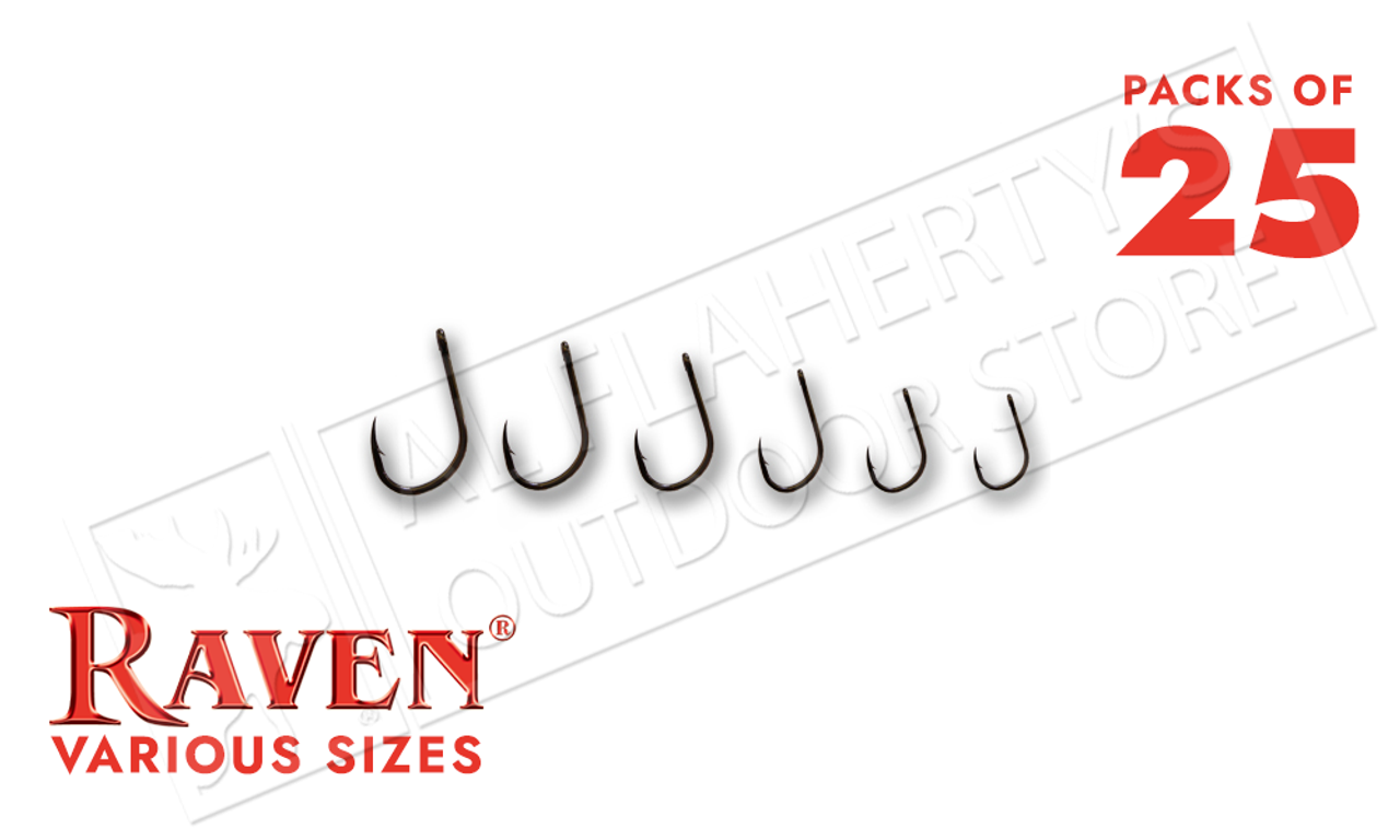 Raven Wide Gape Specimen Hooks Sizes 14 to 6 - Packs of 25 #RVWG - Al  Flaherty's Outdoor Store