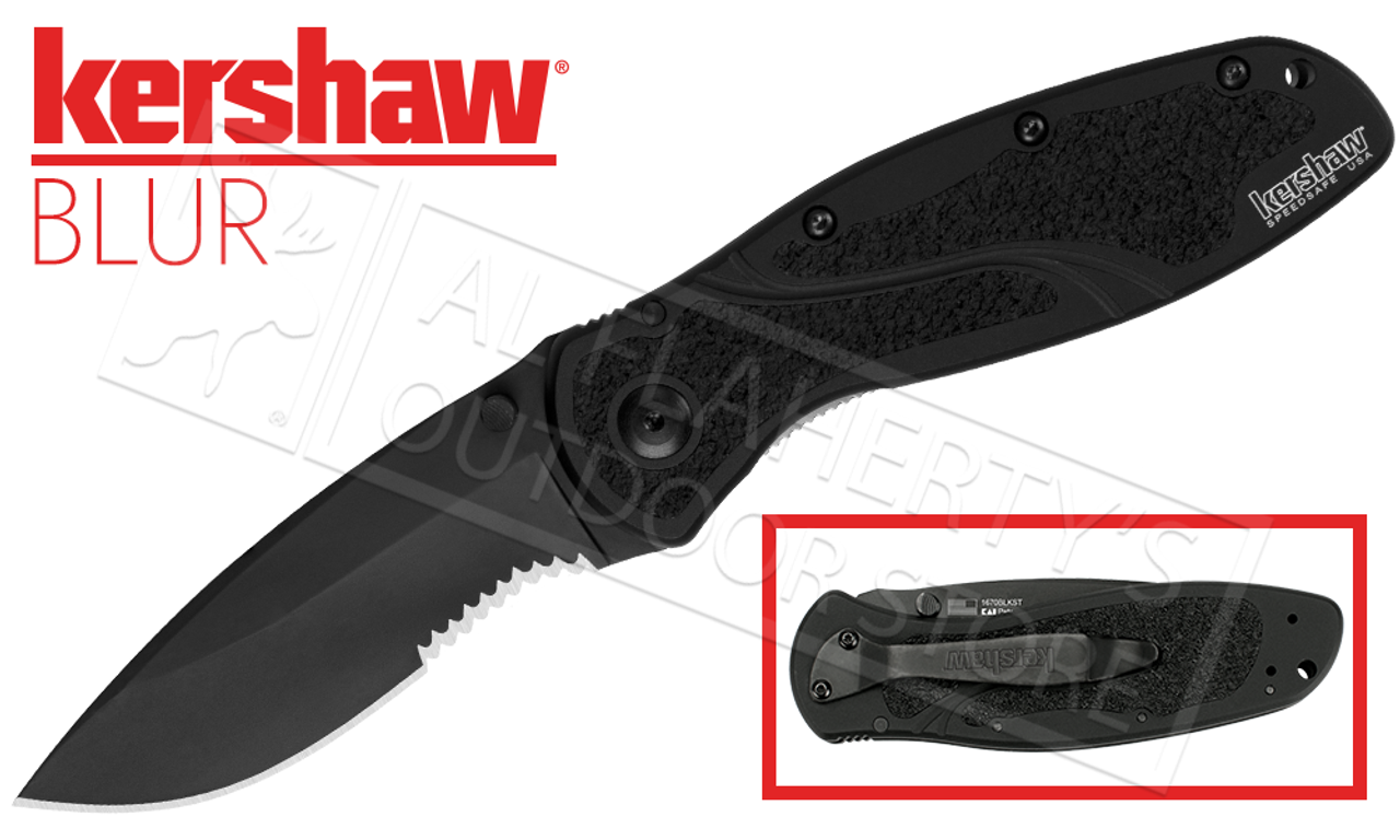  Kershaw Blur, Black Serrated; Folding Knife; 3.9 OZ