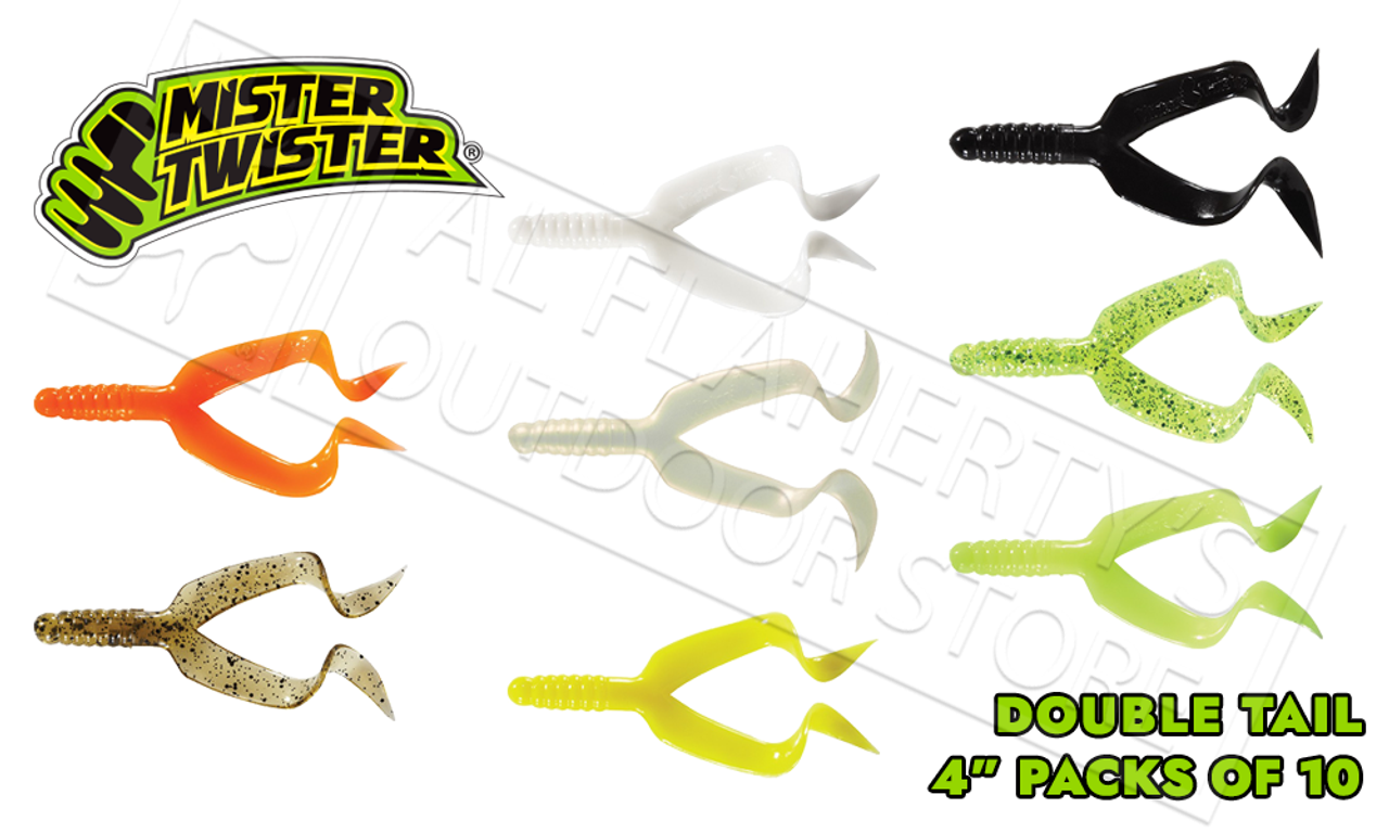 Mister Twister Double Tail 4 - Packs of 10 Various Patterns #DT10