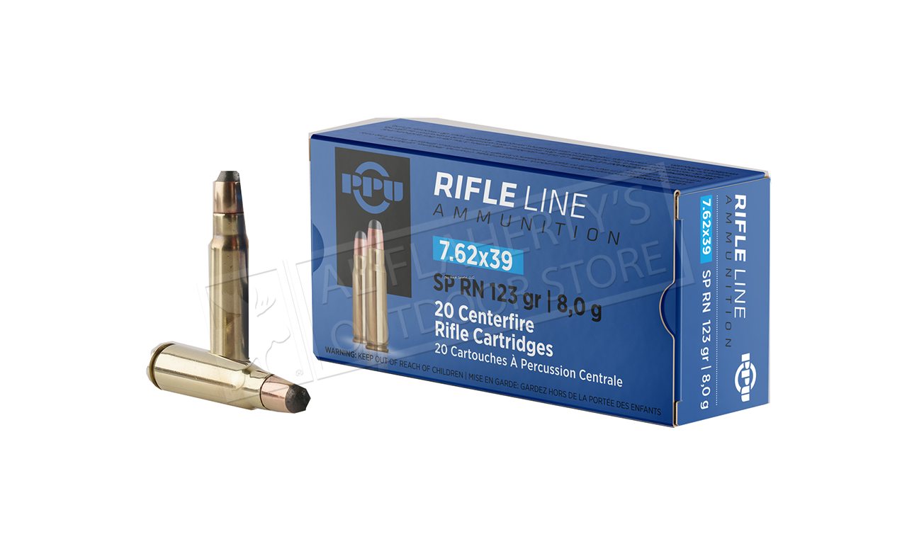 PPU Centerfire Ammunition 7.62x39 PSP 123 Grain 20 Rounds #PP76239P - Al  Flaherty's Outdoor Store