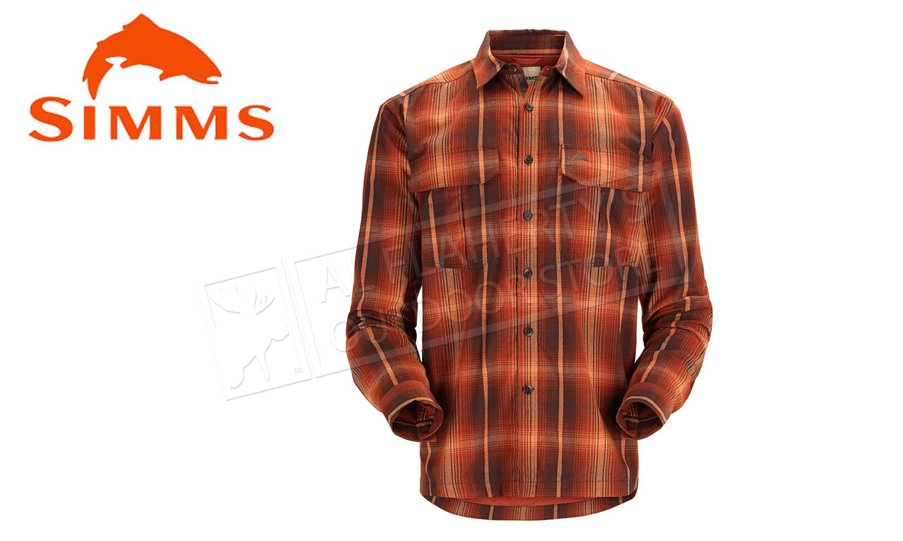 Simms Men's Coldweather Long Sleeves Shirt Hickory Clay Plaid #10777-562