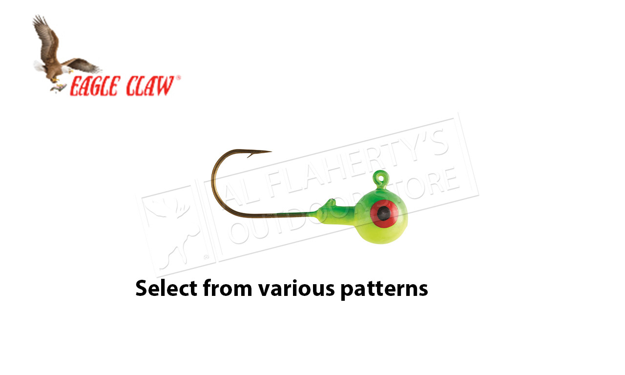 Eagle Claw Ball Head Jigs, 1/16 oz. Various Colours, Pack of 25