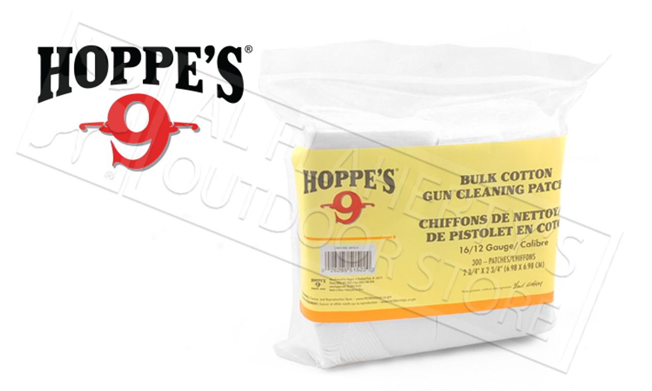 Hoppe's 1205S Cotton Cleaning Patches for 12/16 Gauge Shotguns 300 Pack 