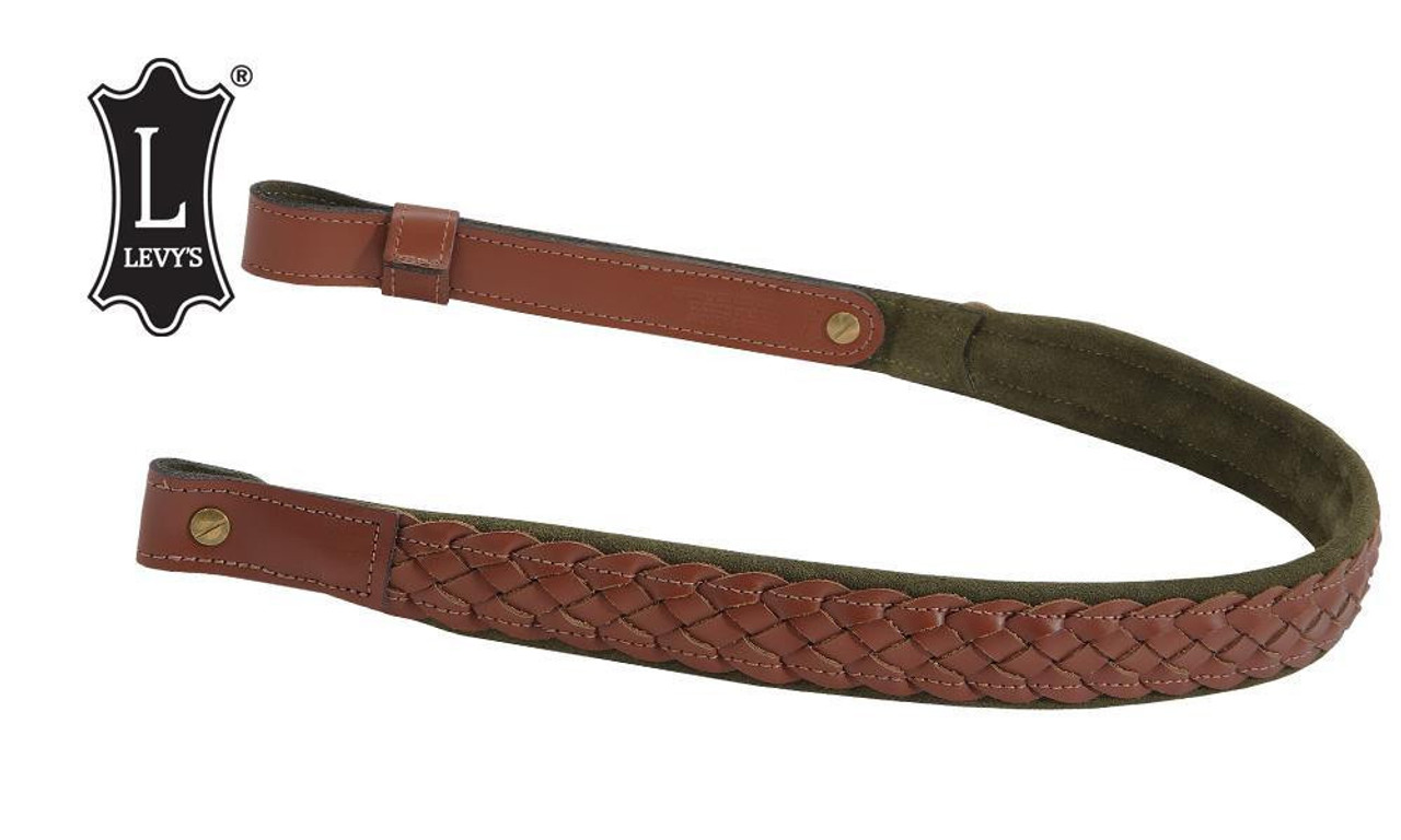 Levy's Leathers Braided Leather Rifle Sling with Suede Backing, 31-35,  Walnut & Green #SN7BS-WAL/GRN - Al Flaherty's Outdoor Store