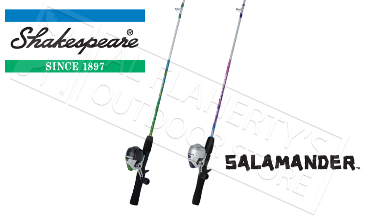 Shakespeare Salamander Youth Spincast Combos, 4'6 Rod, Pink or
