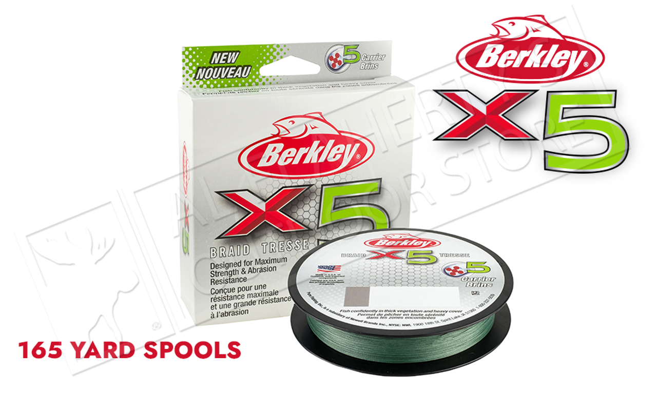 Berkley X5 Braid Fishing Line, Low-Vis Green 165 Yard Spools