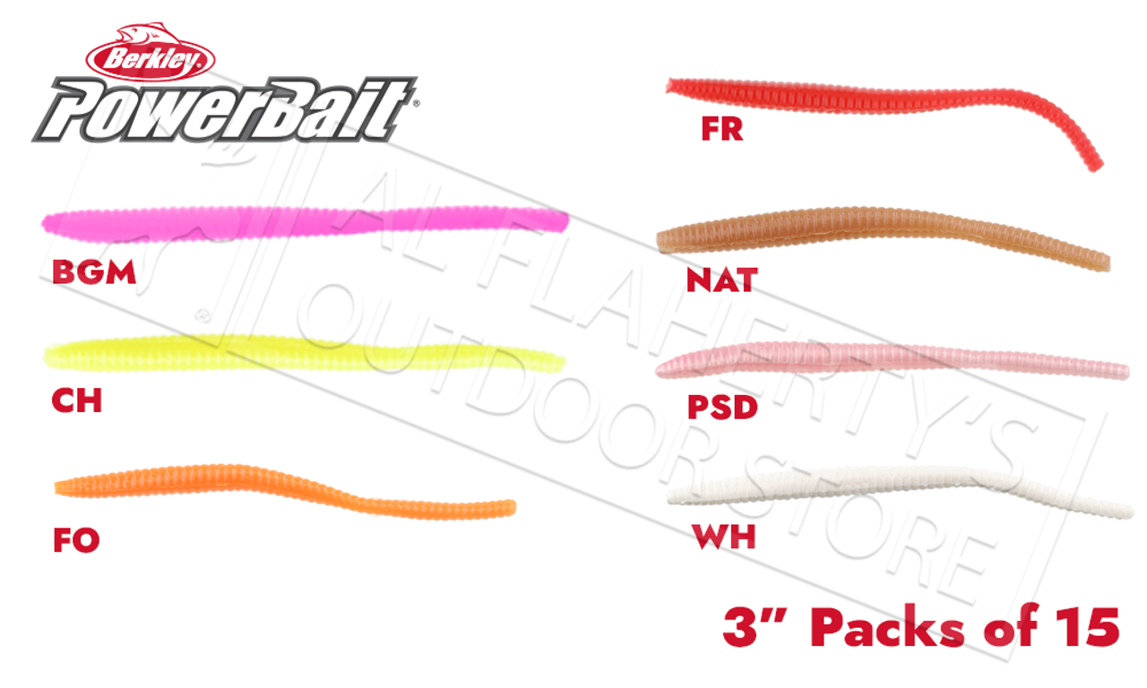 Berkley PowerBait Floating Trout Worms, Various Patterns, 3 Packs of 15  #PBHFTW3