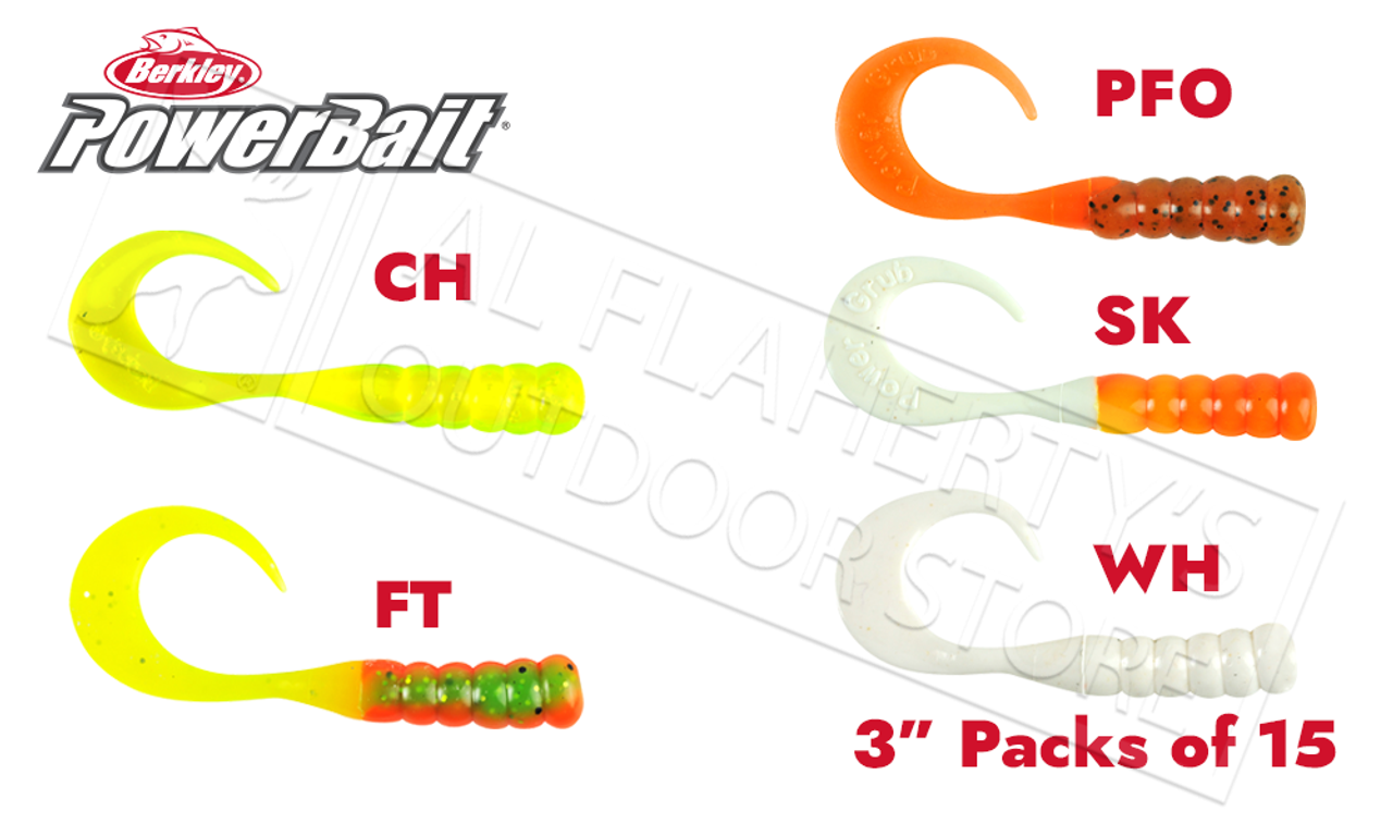 Berkley PowerBait Ribbontail Grubs, Various Patterns, 3 Pack of 15 #PBHRG3