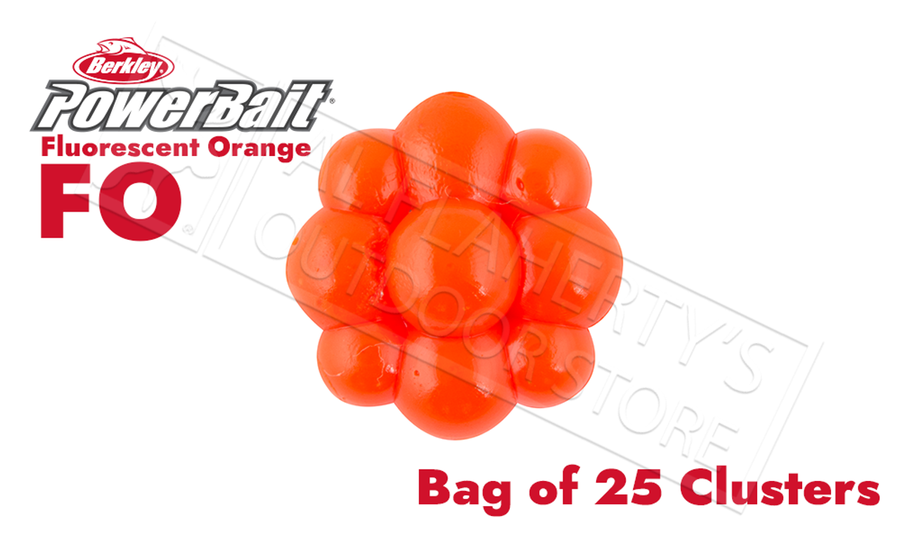 Berkley PowerBait Trout/Steelhead Egg Clusters, Fluorescent Orange Bags of  25 #PBBEC-FO - Al Flaherty's Outdoor Store