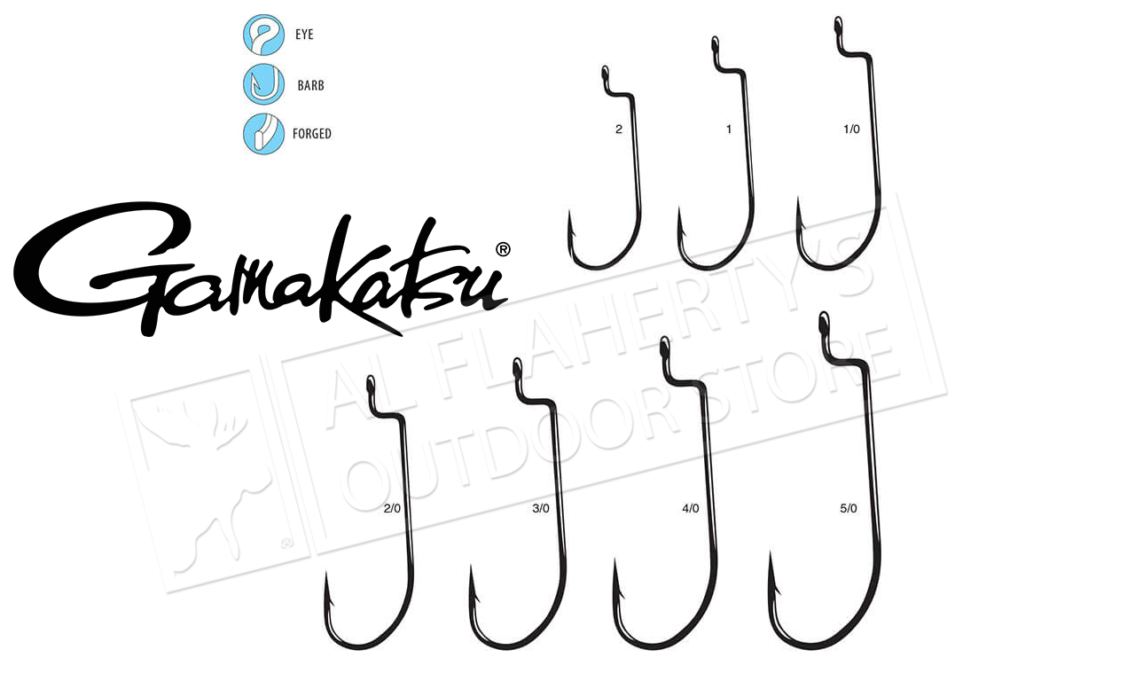 Gamakatsu Offset Shank Worm Hooks, Sizes 2/0 to 5/0 #0711 - Al Flaherty's  Outdoor Store