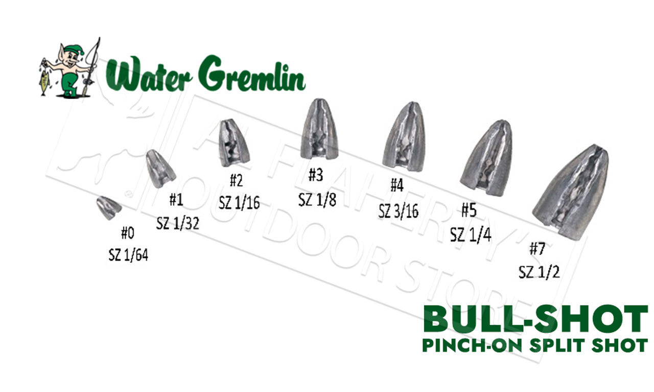 Water Gremlin BULL-SHOT Pinch On Bullet Weights, Various Size Zip