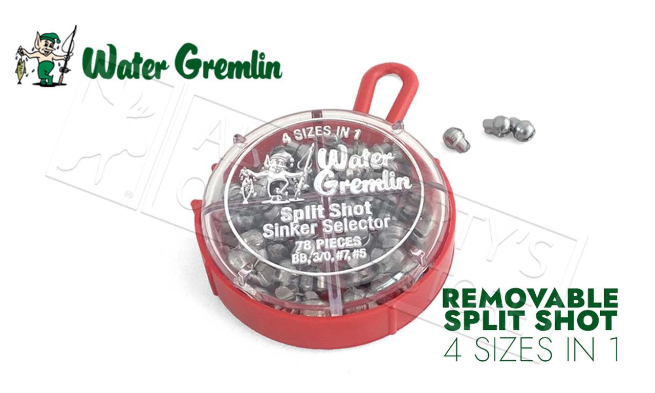 Water Gremlin Removable Split Shot, Sinker Selector 4-in-1 Pack, 78 Pieces,  BB-3/0, 7, and 5 #700 - Al Flaherty's Outdoor Store