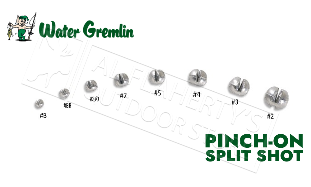 Water Gremlin Round Split Shot, Zip Lip Packs, Sizes B to #735