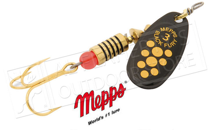 Mepps Black Fury Spinners, Inline, Treble Hook, Size 3, 1/4 oz