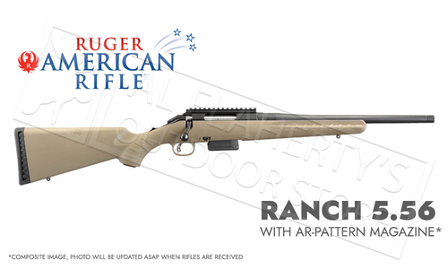 Ruger American Ranch Rifle FDE in 5.56 with AR Magazine and Threaded Barrel #36928 Ruger American Ranch Rifle FDE in 5.56 with AR Magazine and Threaded Barrel #36928