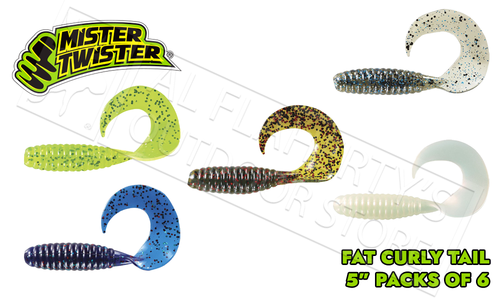 Mister Twister FAT Curly Tail Grubs 5" - Packs of 6 Various Patterns #5CT6