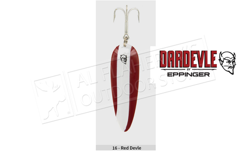 Eppinger Dardevle Spoon, 3 5/8", 1 oz, Red/White Stripe, Nickel Back #16