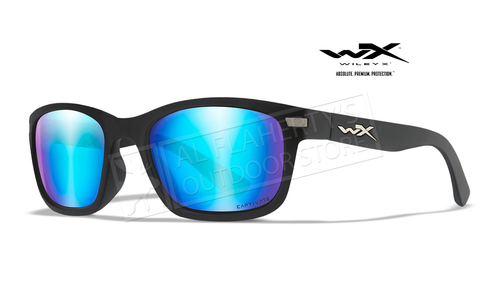 Wiley X Helix Captivate Polarized Safety Glasses with Blue Mirror Lens and Matte Black Frame #AC6HLX09