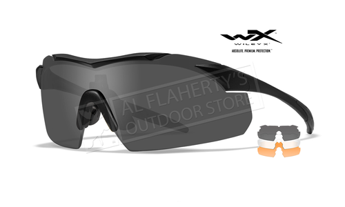 Wiley X Vapor Shooting Glasses Combo with Clear Smoke Grey and Light Rust Lenses and Black Frames #3502