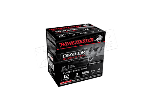 Winchester Drylok Super Steel Waterfowl Shells 12 Gauge 3", #1-1/4 or. 1400 fps, Box of 25 #XSV123 Winchester Drylok Super Steel Waterfowl Shells 12 Gauge 3", #1-1/4 or. 1400 fps, Box of 25 #XSV123