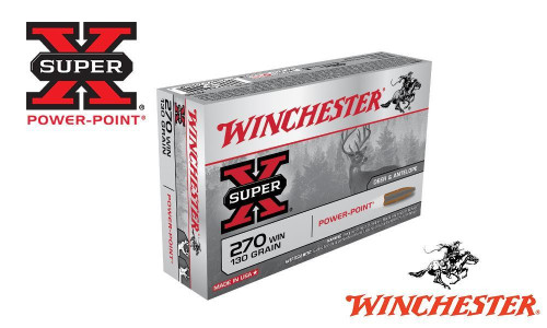 WINCHESTER 270 WIN SUPER X, POWER POINT 130 GRAIN BOX OF 20