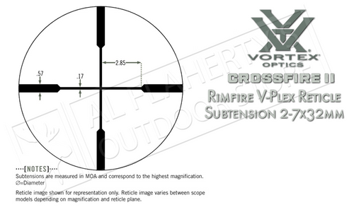 Vortex Crossfire II 2-7x32mm Rimfire Riflecope with V-Plex Reticle #CF2-31001R