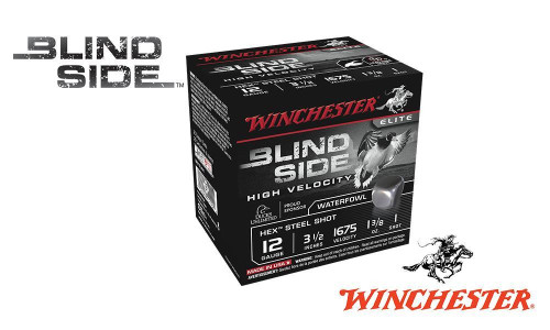 12 GAUGE - WINCHESTER ELITE BLIND SIDE HIGH VELOCITY WATERFOWL SHELLS, 3-1/2" #BB, 1, 2, OR 6 SHOT, 1-3/8 OZ., 1675 FPS, BOX OF 25 12 GAUGE - WINCHESTER ELITE BLIND SIDE HIGH VELOCITY WATERFOWL SHELLS, 3-1/2" #BB, 1, 2, OR 6 SHOT, 1-3/8 OZ., 1675 FPS, BOX OF 25