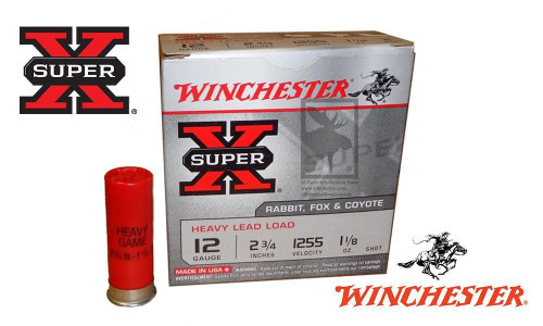 12 GAUGE - WINCHESTER SUPER X HEAVY UPLAND SHELLS, #2, 4, 6, 7-1/2 SHOT, 2-3/4", 1-1/8 OZ., 1255 FPS, BOX OF 25
