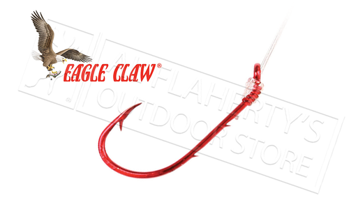 Eagle Claw Snelled Baitholder Hooks in Red, Sizes 8-1, Packs of 6 #139GE - Size