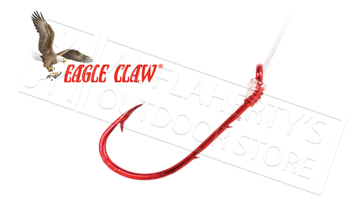Eagle Claw Snelled Baitholder Hooks in Red, Sizes 8-1, Packs of 6 #139GE - Size Eagle Claw Snelled Baitholder Hooks in Red, Sizes 8-1, Packs of 6 #139GE - Size