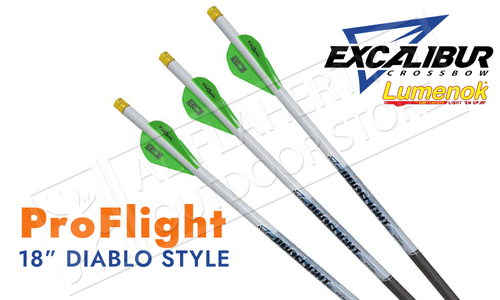 Excalibur Proflight Arrows 18" with LUMENOK - Diablo Length, Pack of 3 #22EXP18IL-3 Excalibur Proflight Arrows 18" with LUMENOK - Diablo Length, Pack of 3 #22EXP18IL-3
