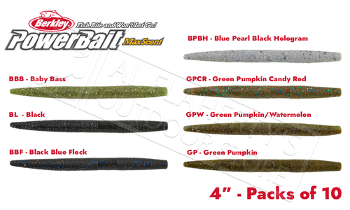 Berkley PowerBait MaxScent The General, 4" Various Patterns Packs of 10 #PBMSTG4 Berkley PowerBait MaxScent The General, 4" Various Patterns Packs of 10 #PBMSTG4