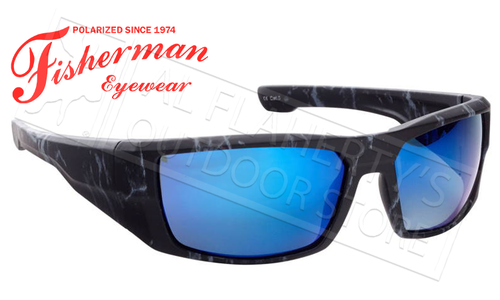 Fisherman Eyewear Bayou Polarized Sunglasses, Black Stormcloud with Blue Mirror Mirror Lens #50283431