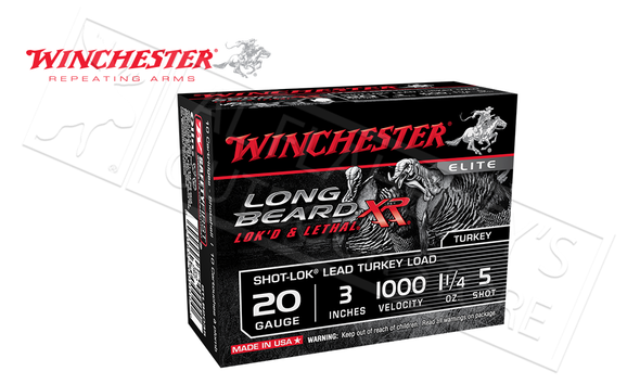 Winchester Long Beard XL Turkey Shells 20 Gauge 3" 1-1/4 oz., #5 Shot Box of 10 #STLB203