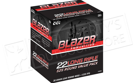 CCI Blazer Bulk Pack 22LR Target Ammunition, 40 Grain, High Velocity, Pack of 525 #10022
