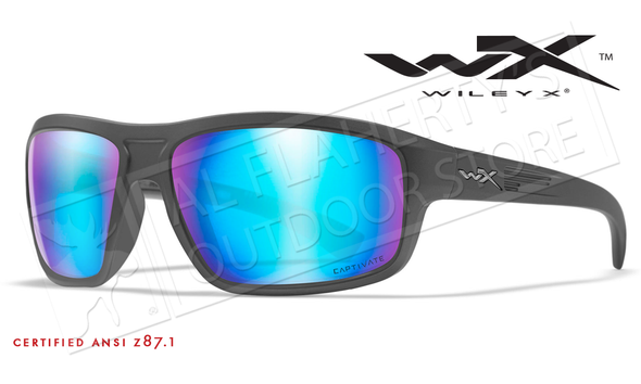 Wiley X Contend Safety Sunglasses with Captivate Polarized Blue Mirror Lenses and Matte Graphite Frame #ACCNT09